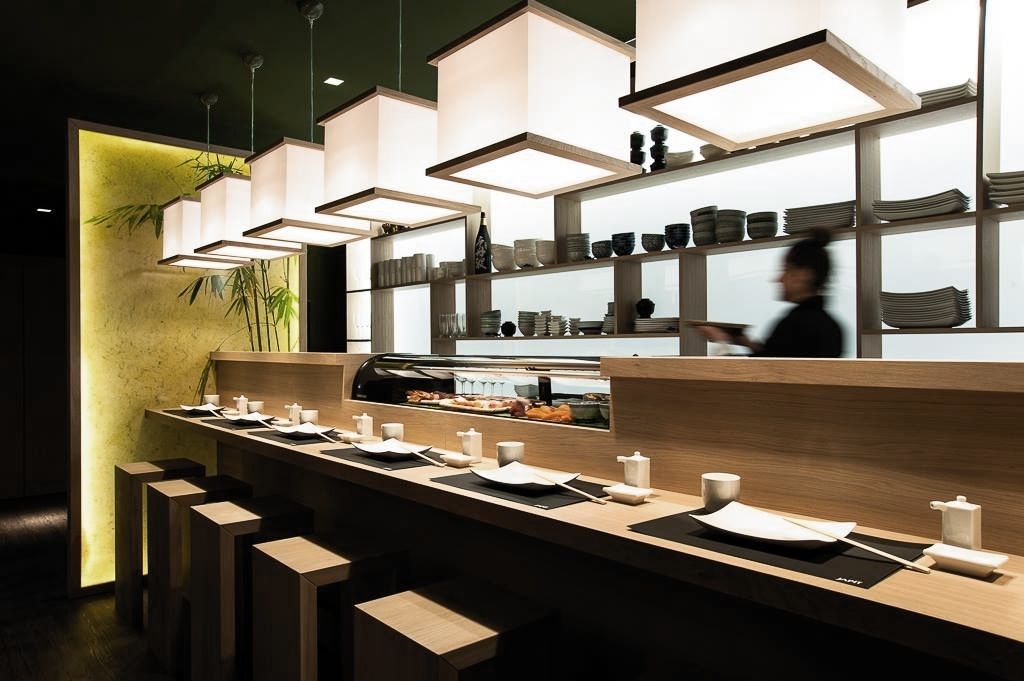 JAPIT - Sushi Bar, Ernesto Fusco Interior Designer Ernesto Fusco Interior Designer 商業空間 麻/リネン ピンク オフィス＆店