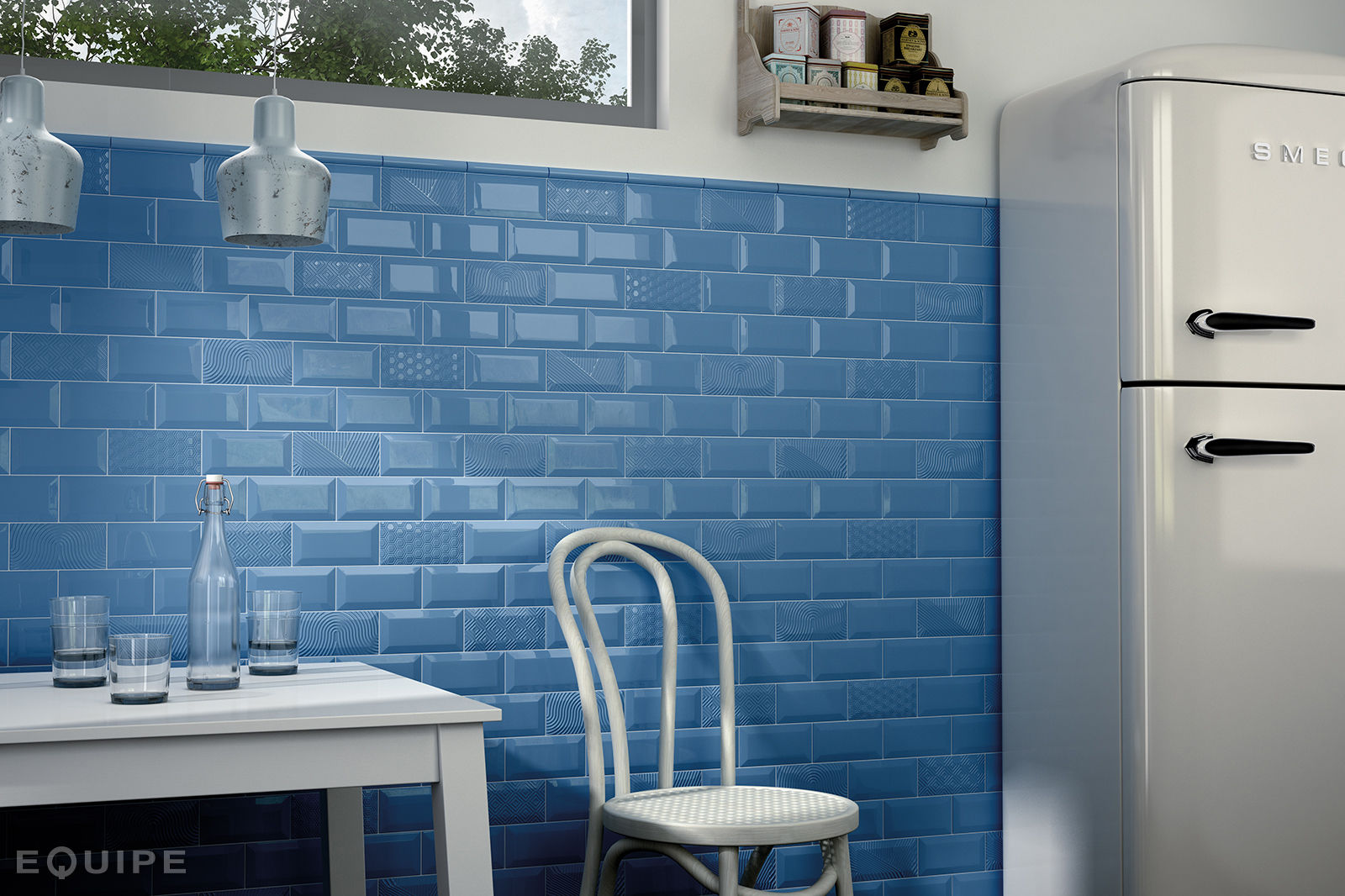 Metro Blue, Decor Paradise Blue 7,5x15 homify Cocinas de estilo moderno mediterranean,multiformat,bath,kitchen,indoor,modern,contemporary,minimalism,modern,traditional,architecture,indoor,tile,ceramic,design,indoor design,basic,colors,