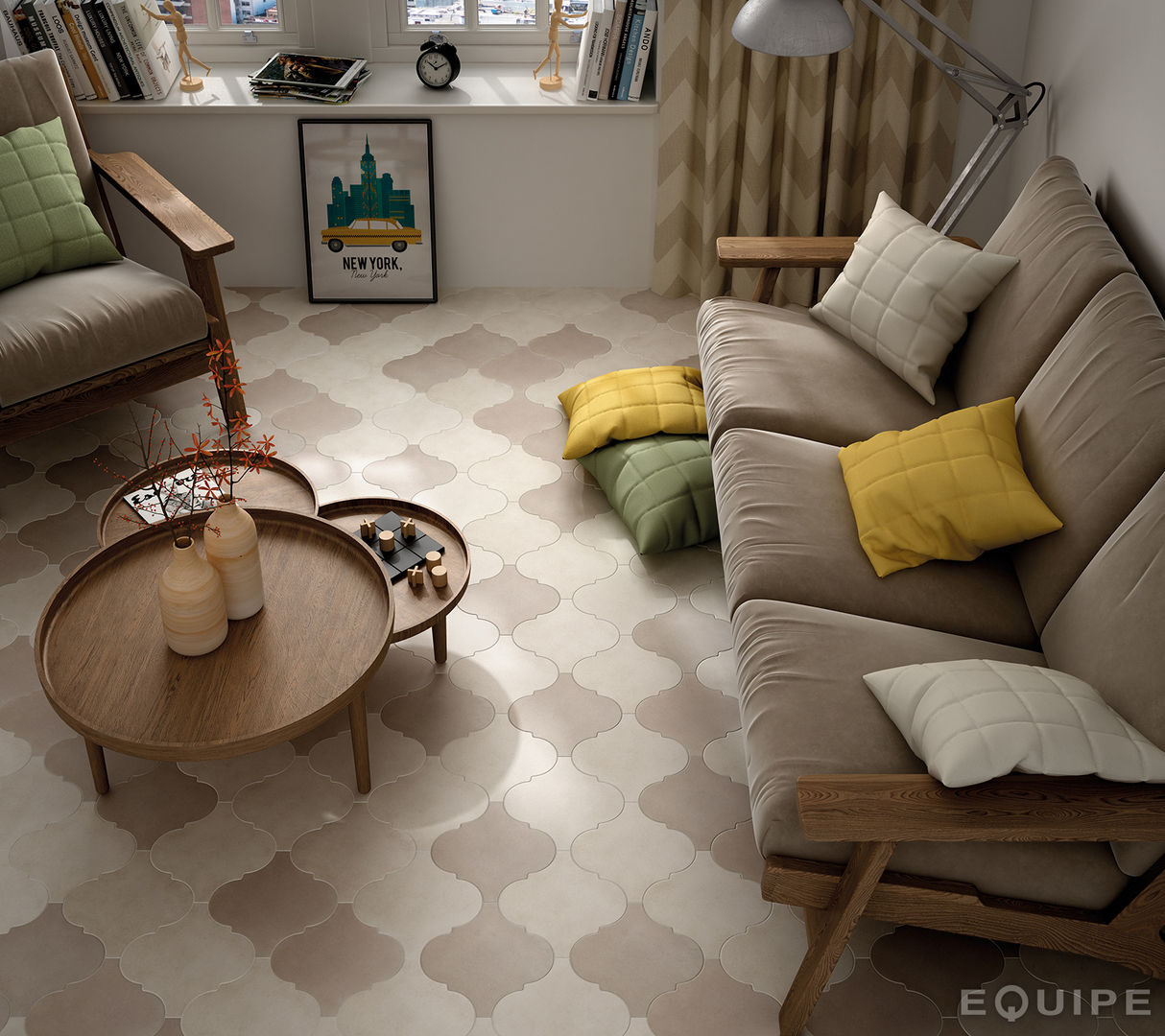 Curvytile Factory Cream & Taupe 26,5x26,5 homify Livings modernos: Ideas, imágenes y decoración