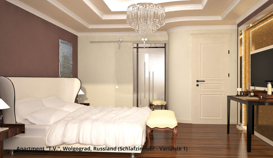 Innenarchitektonische Neugestaltung Apartment "T.V." - Wolgograd, Russland, GID / GOLDMANN-INTERIOR-DESIGN GID / GOLDMANN-INTERIOR-DESIGN Bedroom