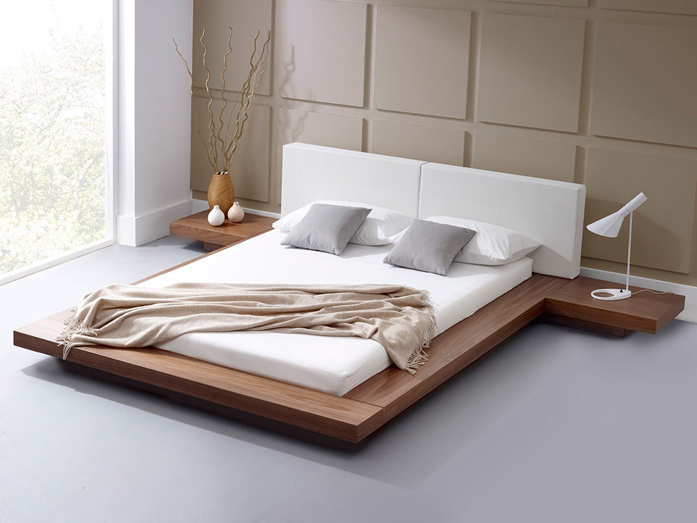 Harmonia Natural Walnut Bed homify Modern style bedroom Beds & headboards