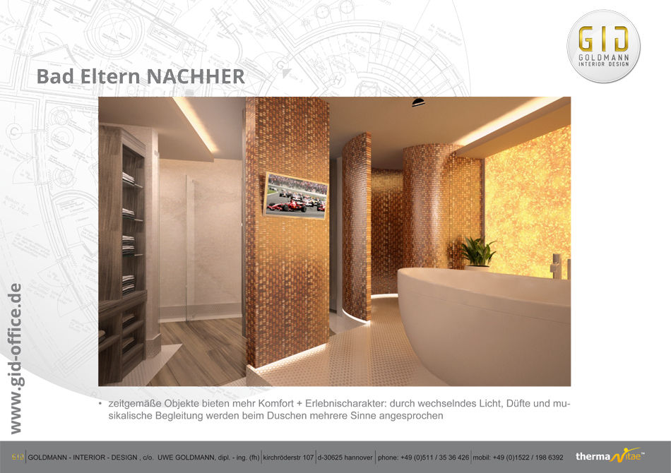 Sanierung eines Badezimmers mit neuer Innenarchitektur - Burgdorf, GID / GOLDMANN-INTERIOR-DESIGN GID / GOLDMANN-INTERIOR-DESIGN Ванна кімната