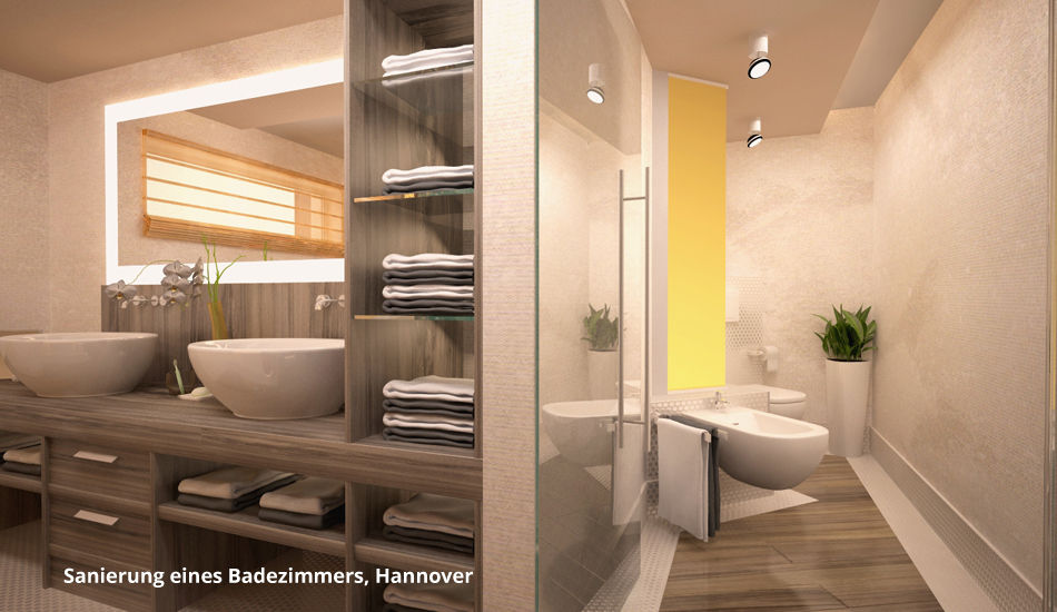 Sanierung eines Badezimmers mit neuer Innenarchitektur - Burgdorf, GID / GOLDMANN-INTERIOR-DESIGN GID / GOLDMANN-INTERIOR-DESIGN Baños de estilo moderno