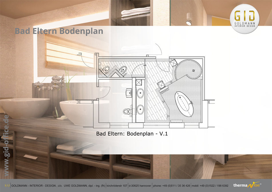 Sanierung eines Badezimmers mit neuer Innenarchitektur - Burgdorf, GID / GOLDMANN-INTERIOR-DESIGN GID / GOLDMANN-INTERIOR-DESIGN حمام