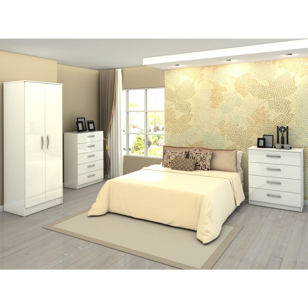 Bonsoni MDP Lynx 3 Drawer Bedside White homify Dormitorios de estilo mediterráneo Mesillas de noche