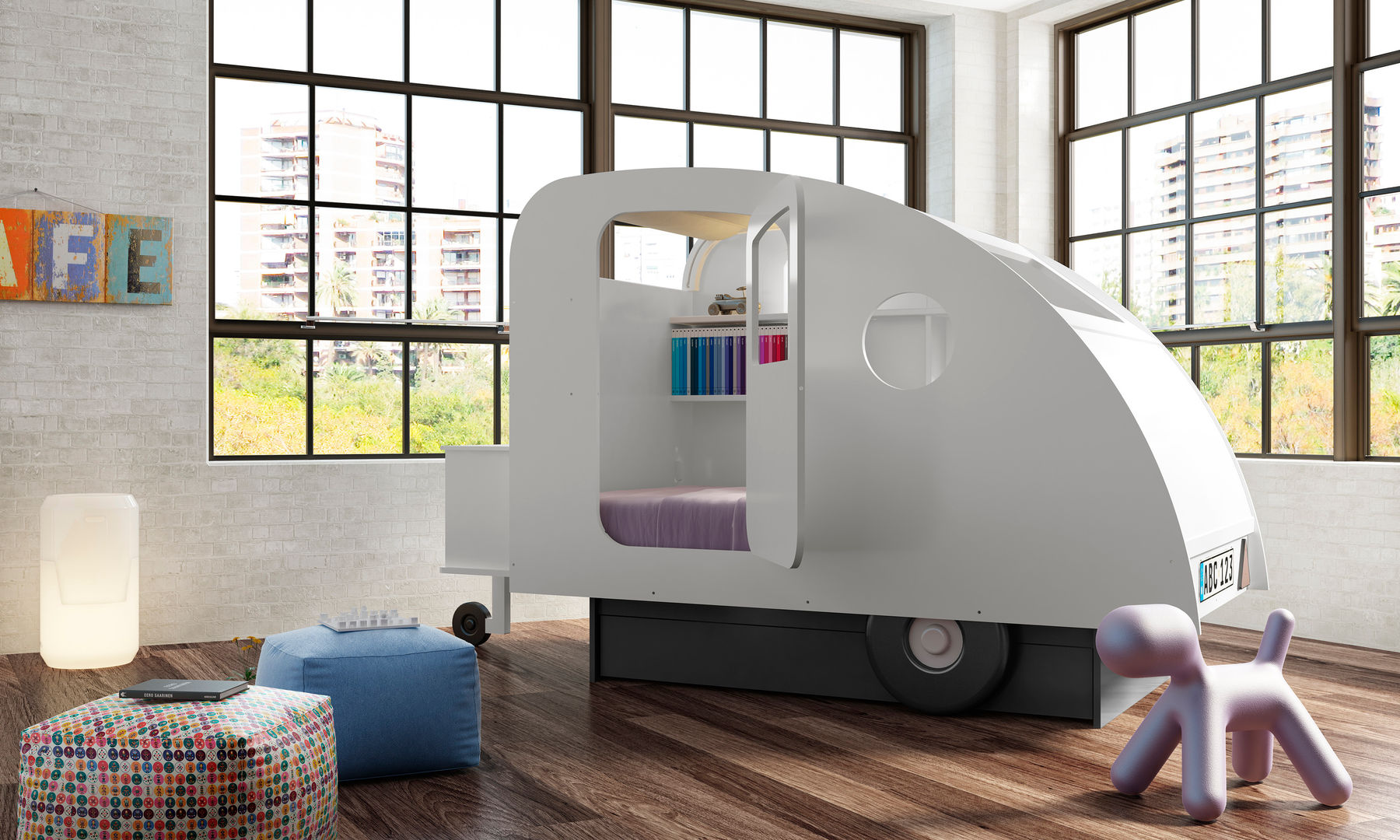 KIDS BEDROOM CARAVAN BED in White Cuckooland 臥室