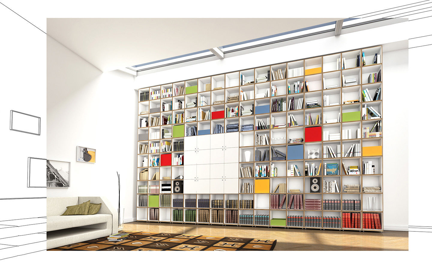 homify Living room Shelves