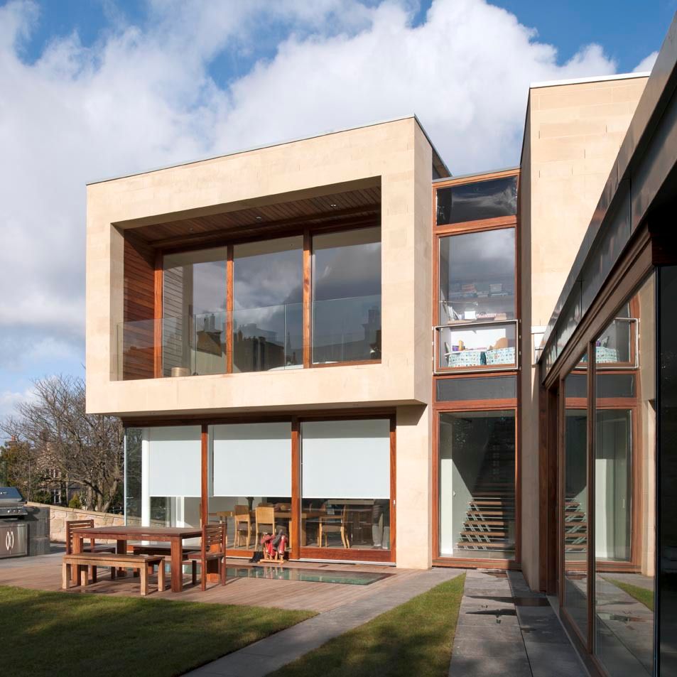 New villa in West Edinburgh - Rear elevation ZONE Architects บ้านและที่อยู่อาศัย