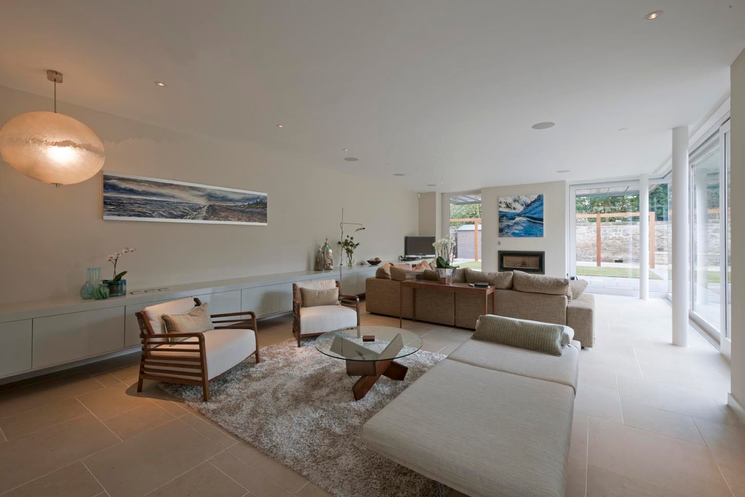 New villa in West Edinburgh - Living room ZONE Architects บ้านและที่อยู่อาศัย