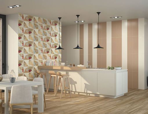 Cocina moderna con revestimiento en formato vertical Porcelanite Dos Paredes y suelos de estilo moderno Baldosas y azulejos