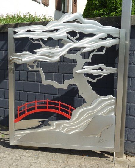 Stainless Steel Garden Gates Edelstahl Atelier Crouse: モダンな庭 金属
