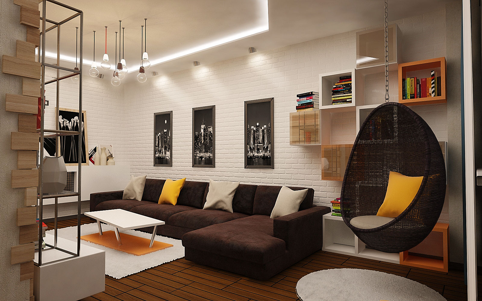 Интерьер 3х комнатной квартиры в стиле лофт , studio forma studio forma Salas de estar industriais