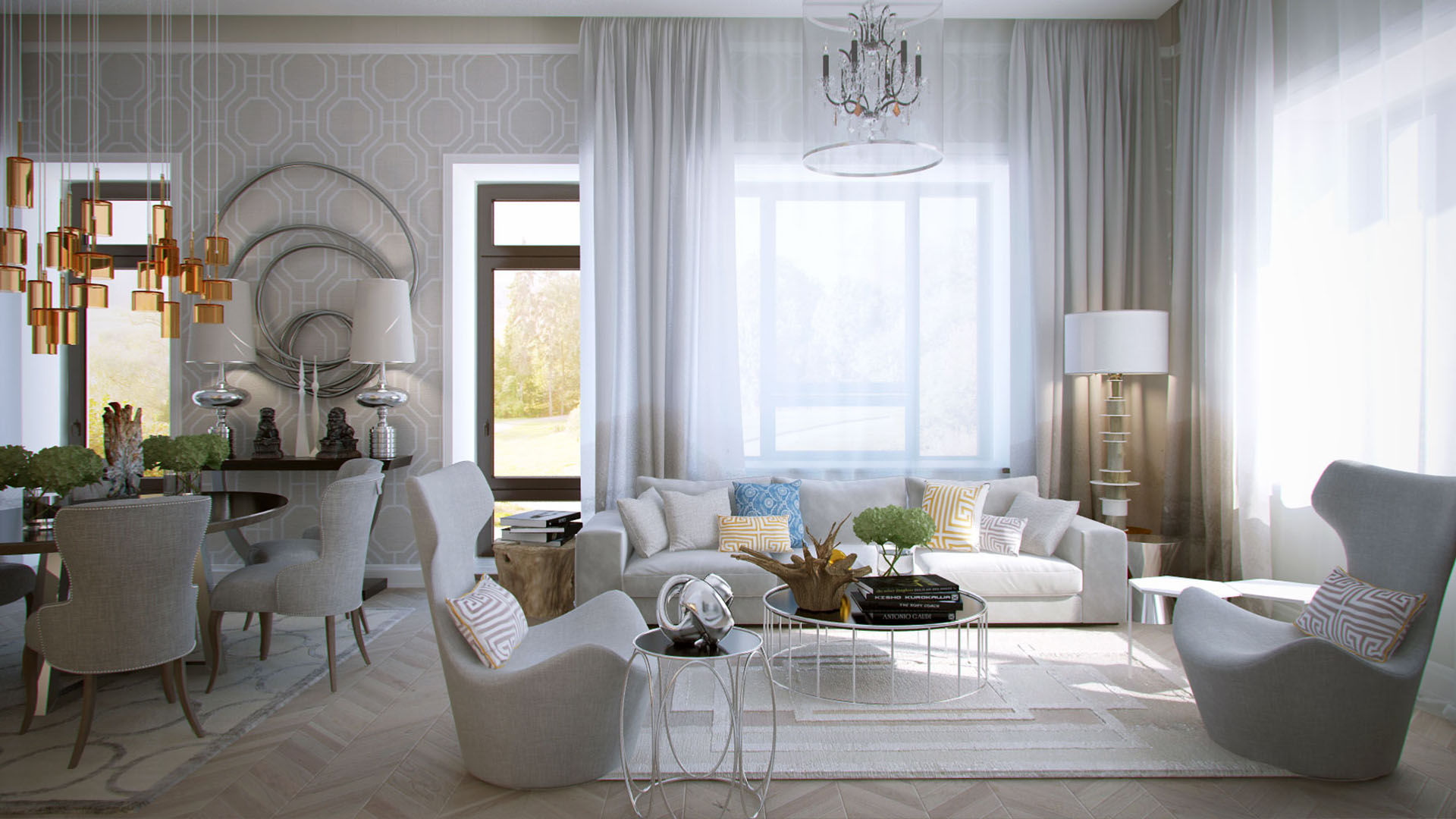 Загородный дом Wright-Park, KYD BURO KYD BURO Eclectic style living room