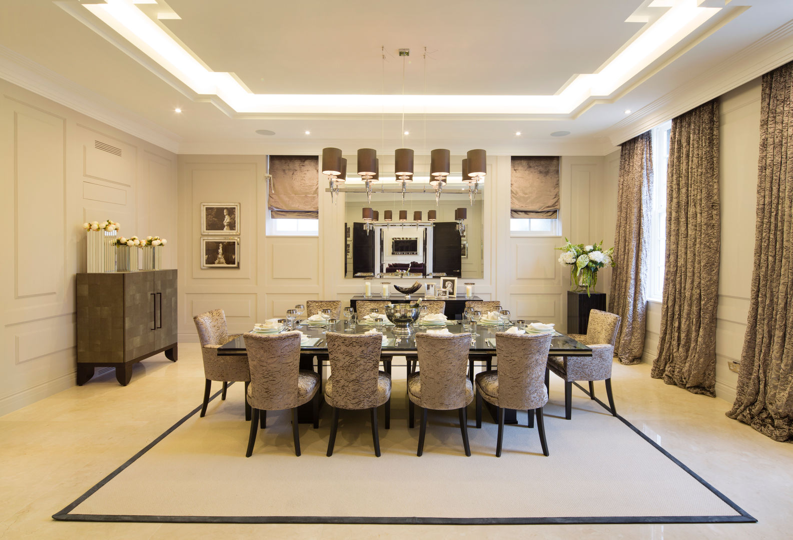 Fairways at the Bishops Avenue, Celia Sawyer Luxury Interiors Celia Sawyer Luxury Interiors Столовая комната в стиле модерн