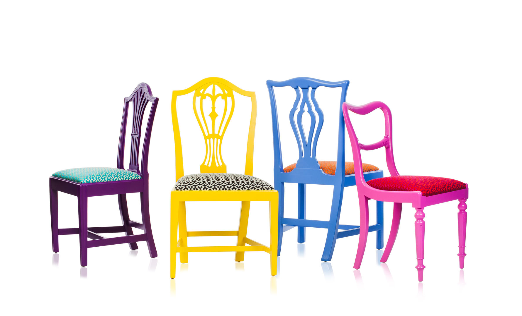 Klash Chairs. Standrin Їдальня Масив Різнокольорові Стільці та лавки