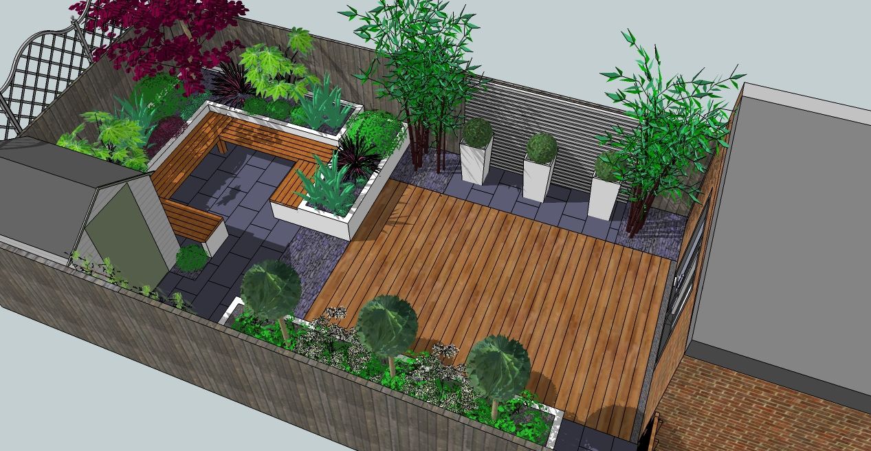 Contemporary design for small back garden Bea Ray Garden Design Ltd Сад