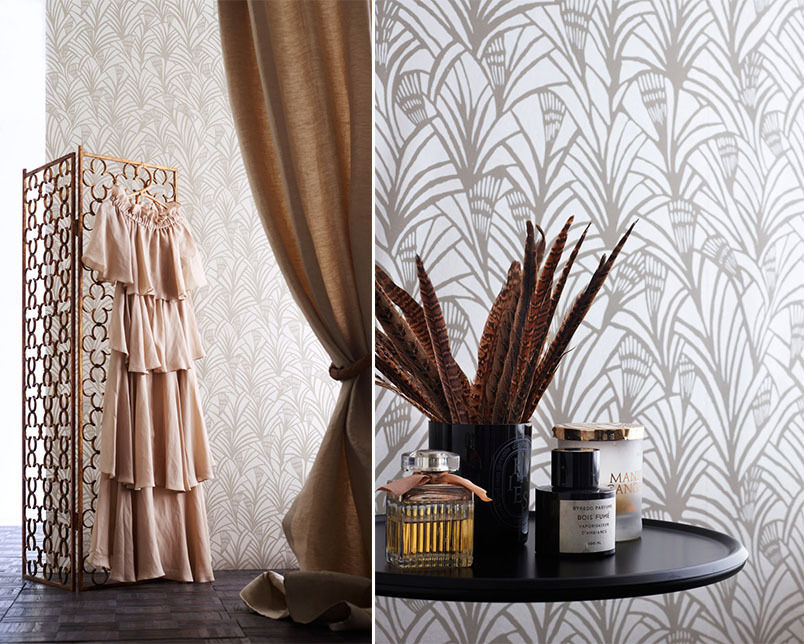 Des papiers peints inspirés par l'univers textile, Au Fil des Couleurs Au Fil des Couleurs Classic style bedroom