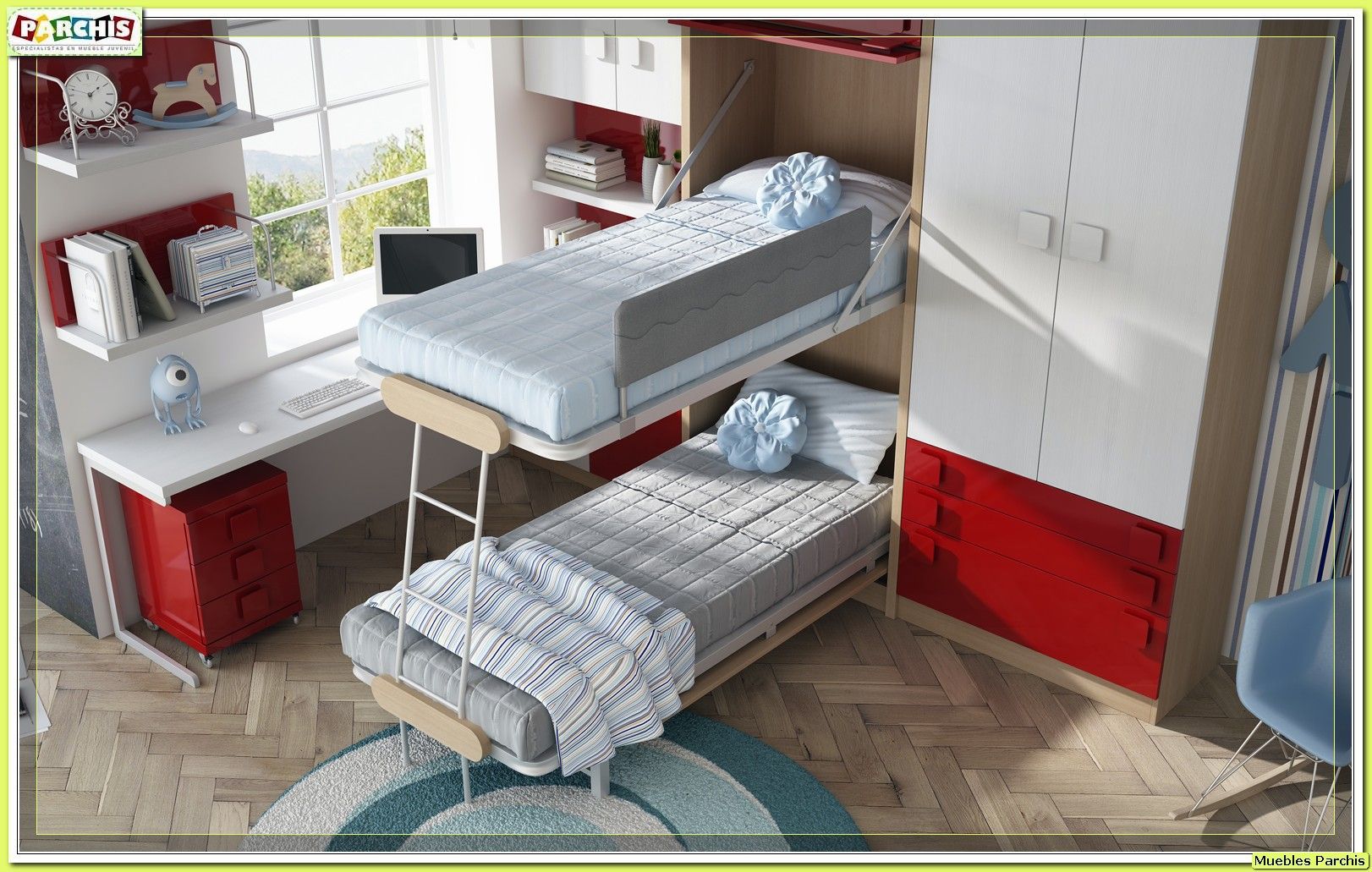cama vertical convertible Muebles Parchis. Dormitorios Juveniles. Cuartos de estilo moderno Camas y cabeceras