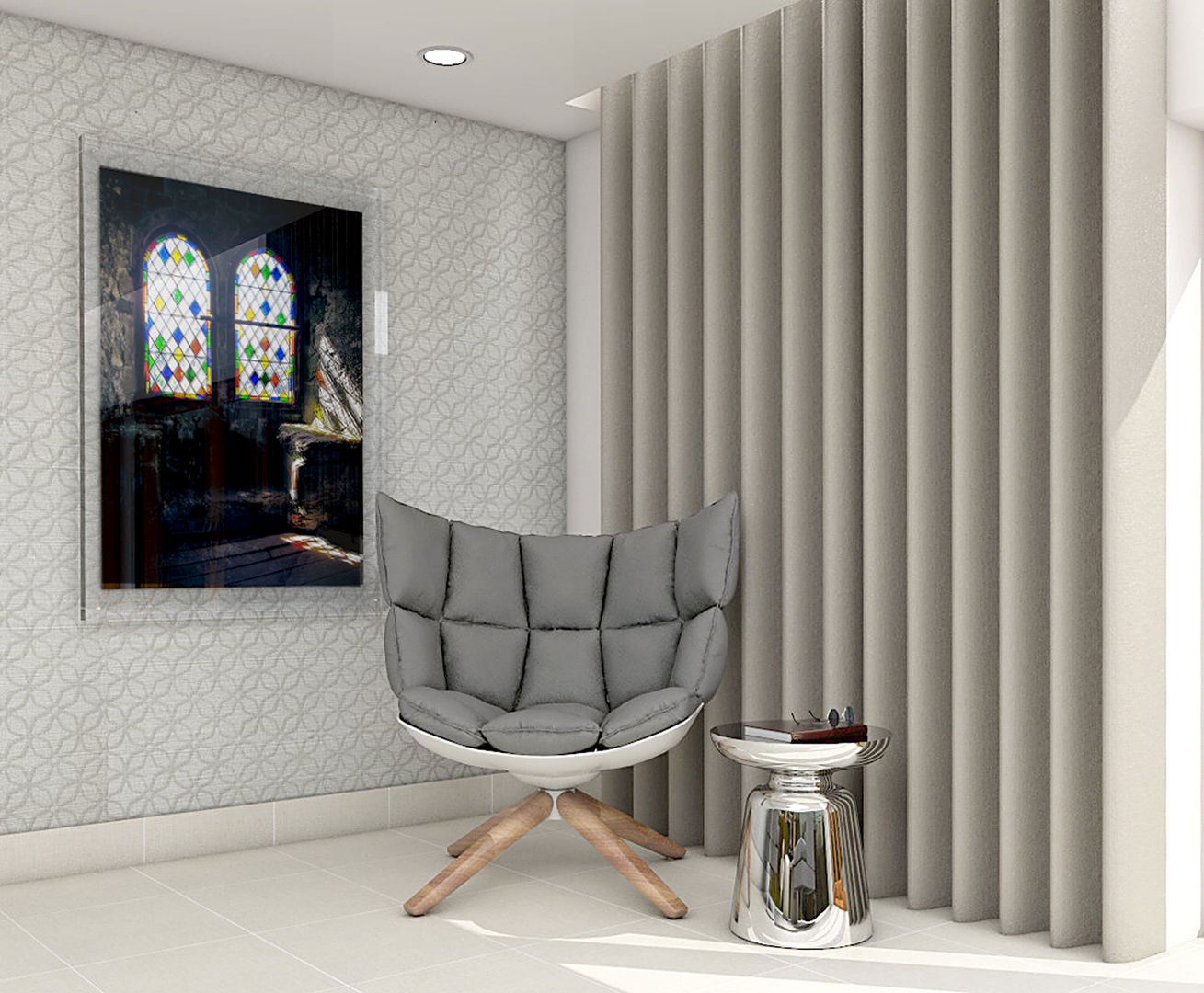 B&B Italia armchair 3d visual homify Modern living room