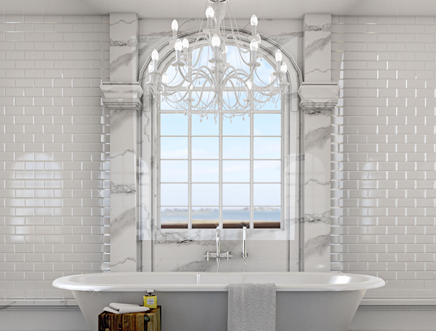 Classic bathroom 3d visual homify Phòng tắm: thiết kế nội thất · bố trí · ảnh