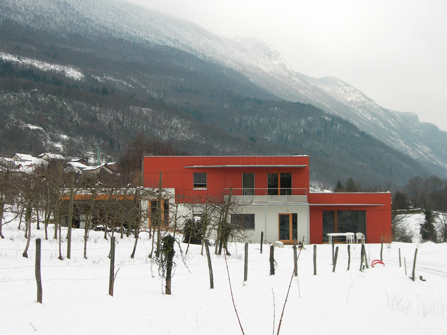 Façade Sud en hiver Tangentes Architectes Maisons modernes