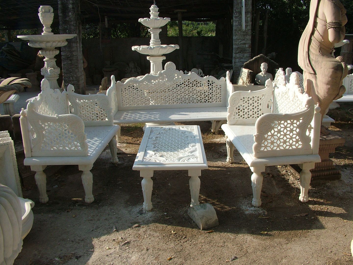 Traditional hand carved Marble sofa set Anzalna Trading Company สวน เฟอร์นิเจอร์