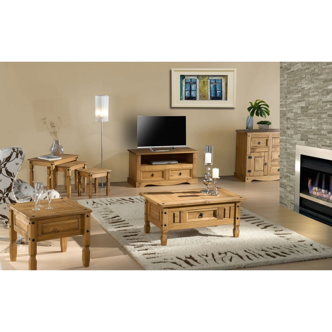 Bonsoni Pine Corona 2 Drawer Flat Screen Tv Unit homify Colonial style living room TV stands & cabinets