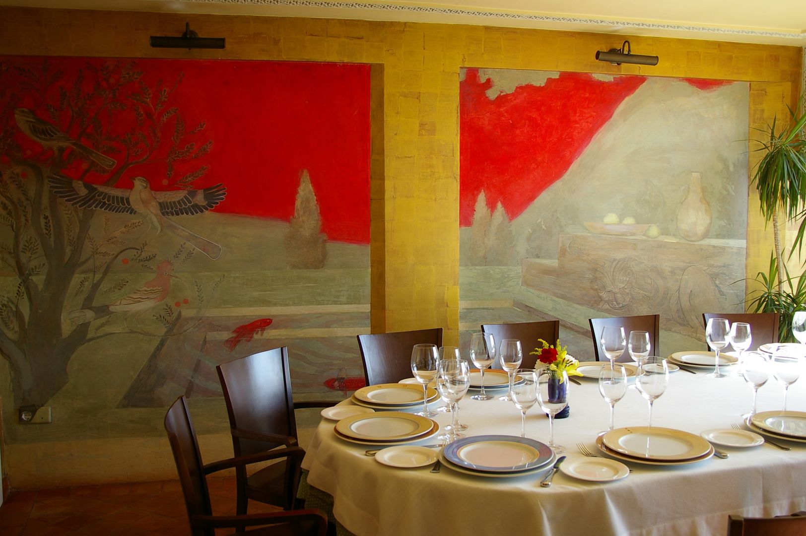 Restaurante emblemático, mural x 3 mural x 3 Paredes y pisos de estilo mediterráneo Decoración para la pared