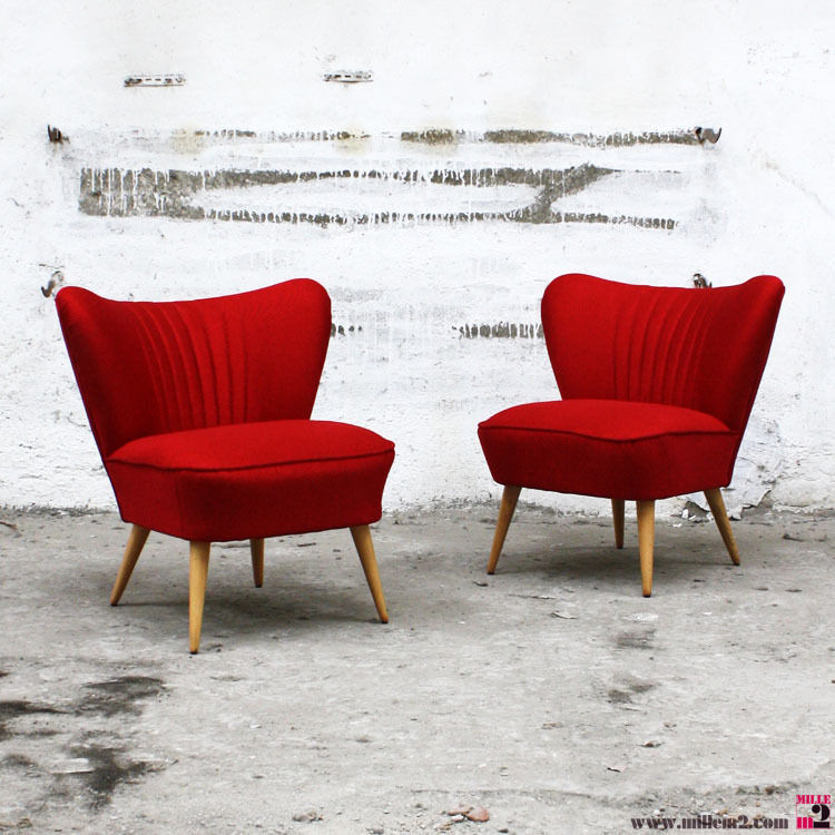 FAUTEUIL COCKTAIL VINTAGE DES ANNÉES 50 ROUGE, Mille mètres carrés Mille mètres carrés 客廳 沙發與扶手椅