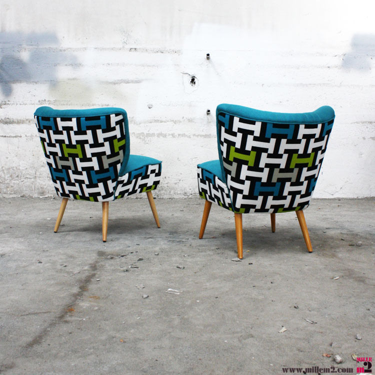 Fauteul avec le Pattern de "Tissu Géométrique", Mille mètres carrés Mille mètres carrés Eclectic style living room Stools & chairs