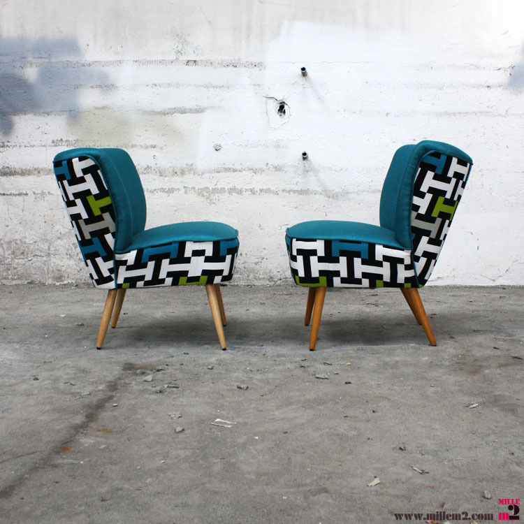 Fauteul avec le Pattern de "Tissu Géométrique", Mille mètres carrés Mille mètres carrés Eclectic style living room Stools & chairs