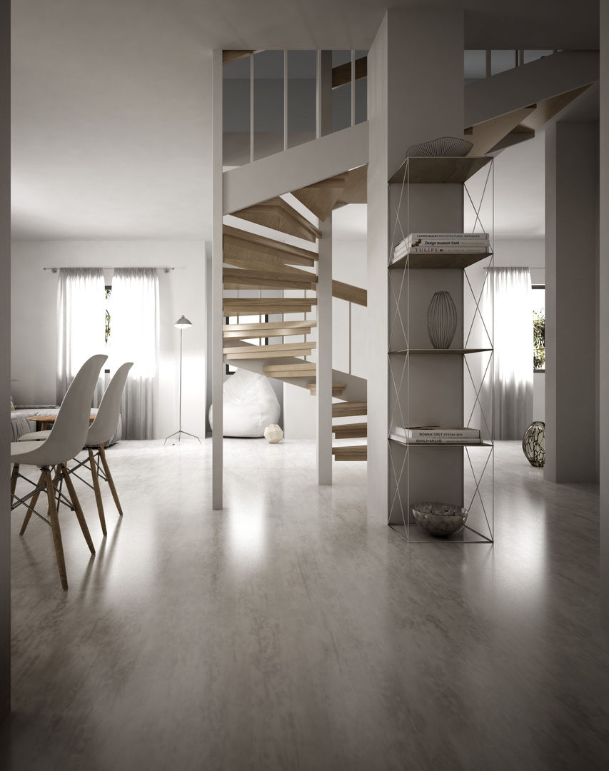 Interior Visualization: Ristrutturazioni e scatti fotografici di dettaglio, 3DCanva 3DCanva 미니멀리스트 복도, 현관 & 계단