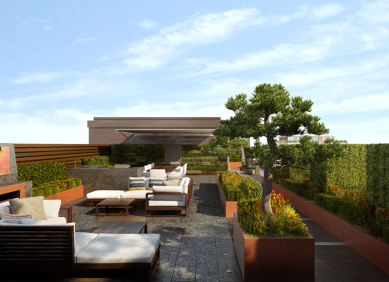 Chelsea Creek - copyright St George Plc Aralia 모던스타일 정원 철 / 철강 roof terrace,rooftop garden,roof garden,garden design,landscape architecture,landscape architect,landscape design,garden designer,architecture