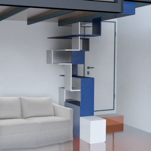 Render with photomontage BRENSO Architecture & Design Коридор, прихожая и лестница в модерн стиле Полки и комоды
