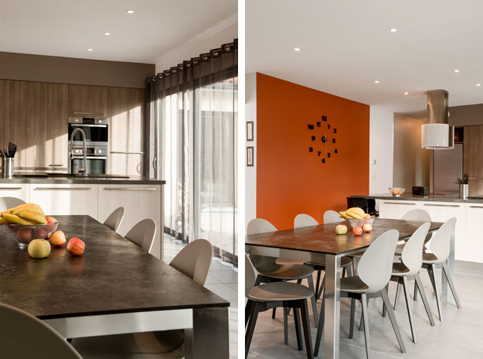 homify Cuisine moderne Tableau,Meubles,Chaise,Bois,Orange,Design d&#39;intérieur,Éclairage,Fixation,Immeuble,Sol