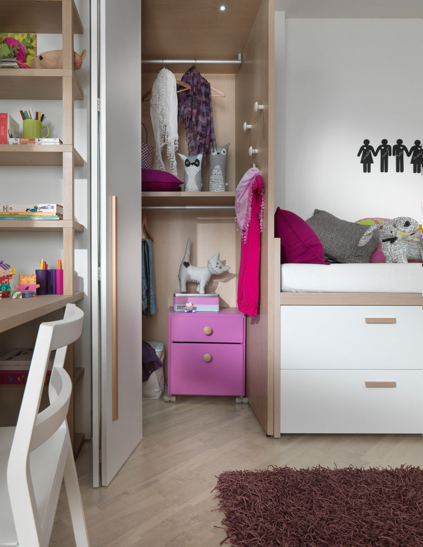 Modernes Mädchenzimmer mit viel Stauraum, MOBIMIO - Räume für Kinder MOBIMIO - Räume für Kinder Quarto infantil moderno