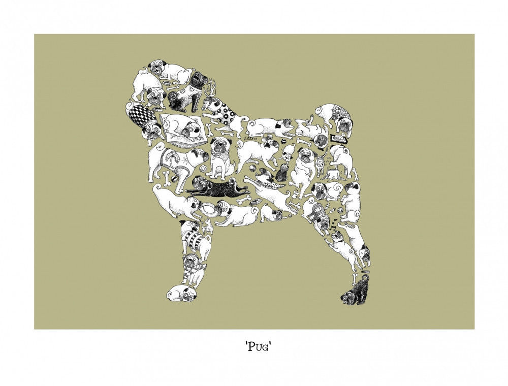 Louise Tate Pug Print Anthea's Home Store Otros espacios Cuadros e ilustraciones