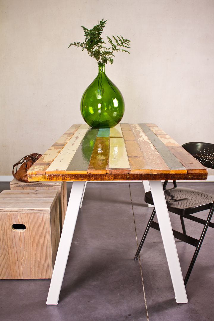 Tisch recyceltes Holz/Stahlbeinen, PURE Wood Design PURE Wood Design Industrialna jadalnia Stoły