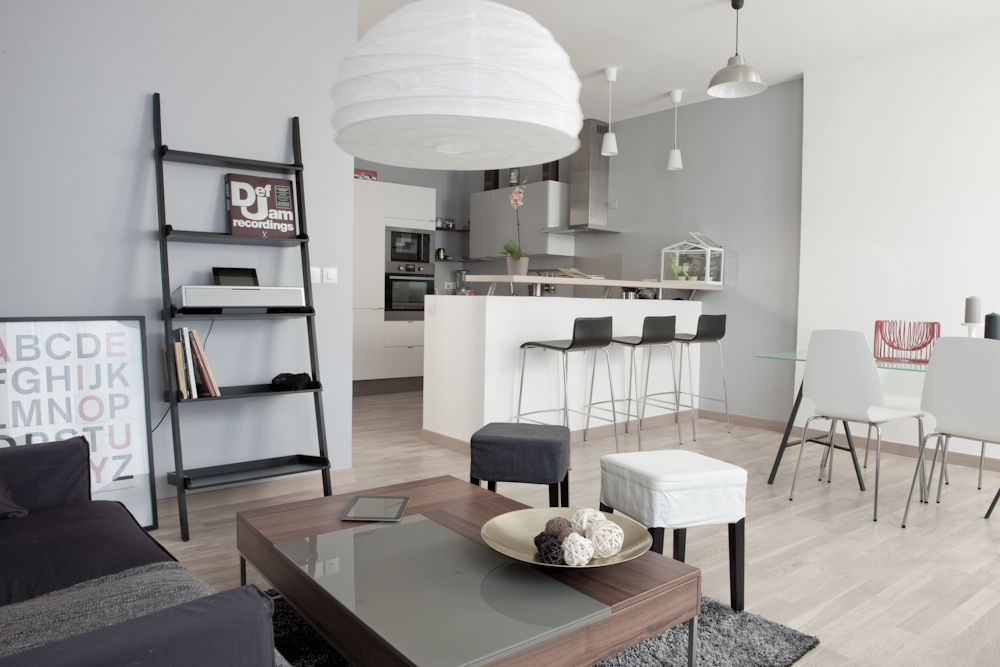 Rénovation Appartement Paris 75003, Grazia Architecture Grazia Architecture غرفة المعيشة