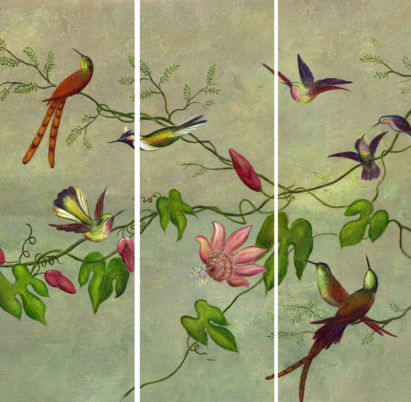 Triptyque Oiseaux exotiques, APOLONY APOLONY Otros espacios Cuadros e ilustraciones