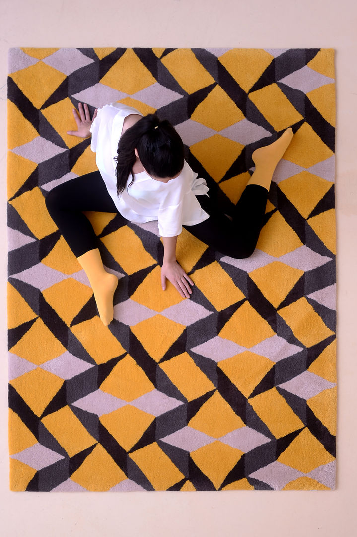 ​Tiles | alfombra gráfica homify Pisos Lana Naranja Alfombras