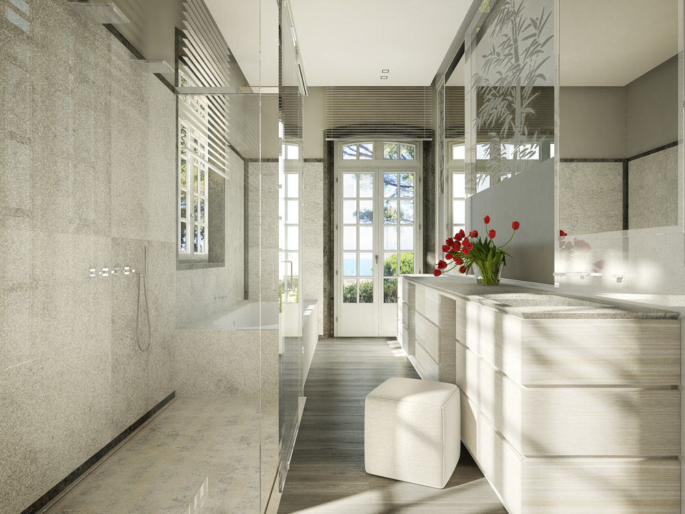 Render 3D de una casa de lujo en Saint Tropez, Francia, Berga&Gonzalez - arquitectura y render Berga&Gonzalez - arquitectura y render Classic style bathroom