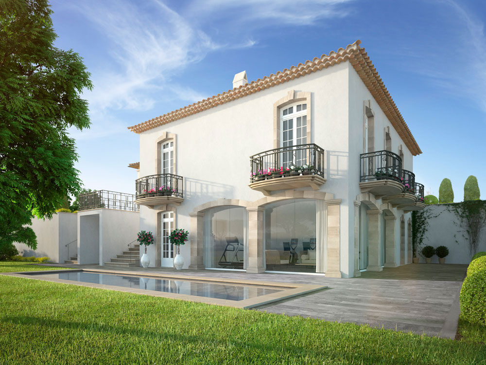 Render 3D de una casa de lujo en Saint Tropez, Francia Berga&Gonzalez - arquitectura y render Casas clásicas