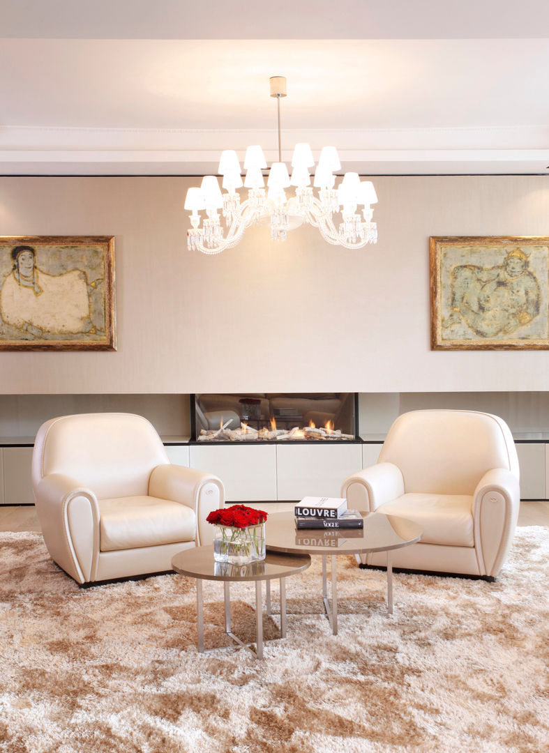 Living Room Roselind Wilson Design Modern living room living room,carpet,chandelier,wall art,fire place