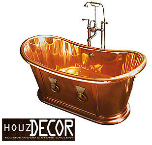 HOUZDECOR - ELUSIVE COPPER BATH TUB, HOUZDECOR HOUZDECOR Phòng tắm phong cách mộc mạc Bathtubs & showers