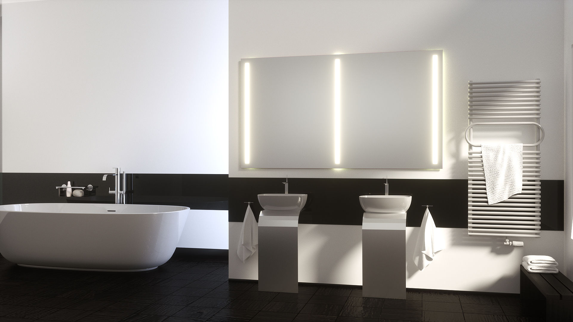 Badspiegel mit Hinterleuchtung, Schreiber Licht-Design-GmbH Schreiber Licht-Design-GmbH Phòng tắm phong cách hiện đại Mirrors