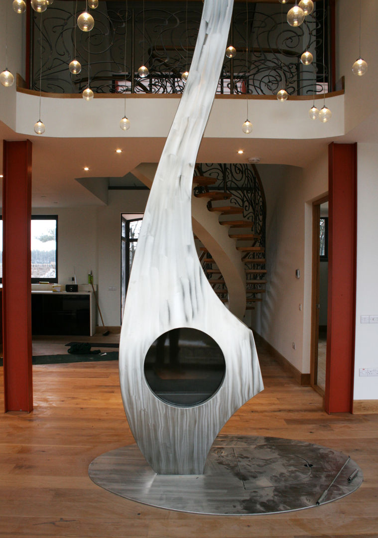 Bespoke sculptural fire, Firemaker Firemaker غرفة المعيشة ديكورات مدفأة الحطب