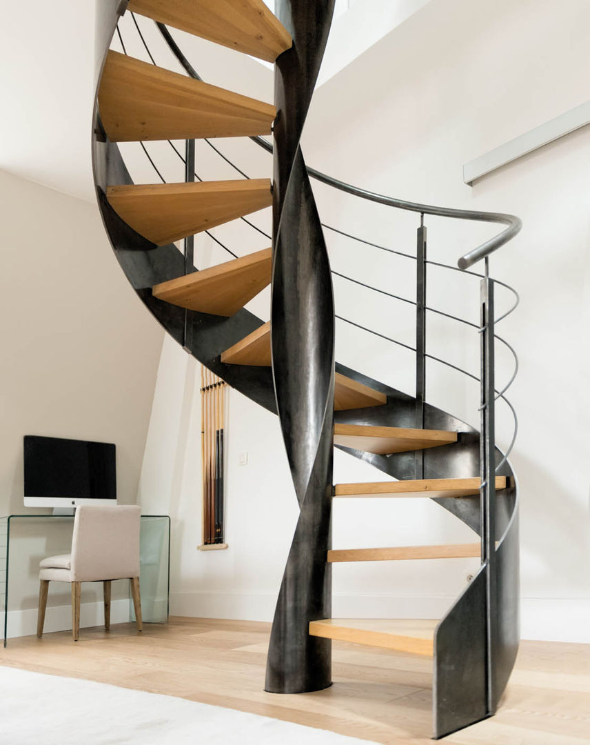 Escalier PH, Atelier MaDe Atelier MaDe Eclectic style corridor, hallway & stairs