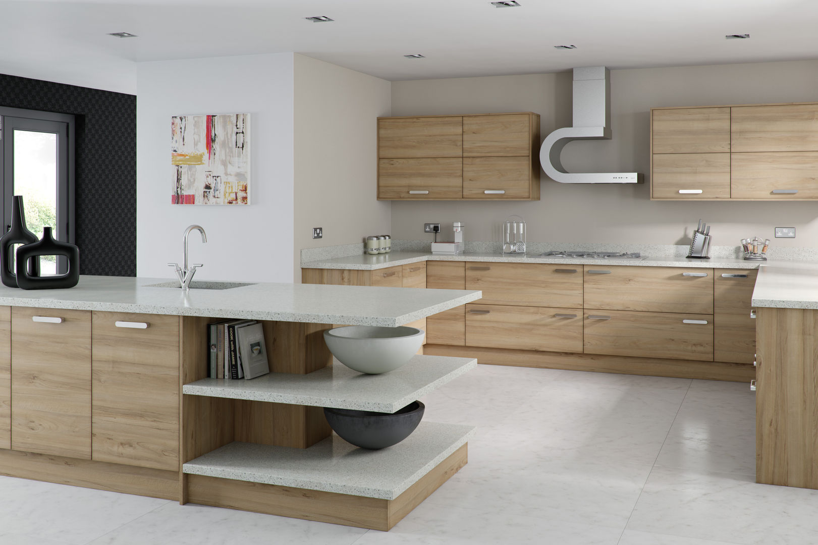 Modern Walnut Kitchen Kitchens Continental Ltd Nhà bếp phong cách hiện đại Cabinets & shelves