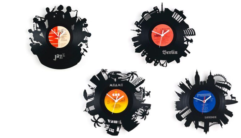 Vinyl Wall Clocks - handcrafted design made out of real Record LP Discs Vintagist.com Industrial style living room Accessories & decoration